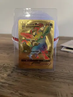 Leafeon VMAX 001/203 Rainbow HP310 - Gold Foil Fan Art Pokemon Card - NM - Image 1