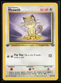 Meowth 56/64 1st Edition Common Jungle WOTC Vintage Pokemon MP - Image 1