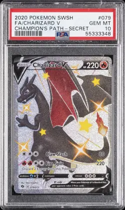 2020 POKEMON SWORD & SHIELD CHAMPION'S PATH SECRET FULL ART/CHARIZARD V PSA 10 - Image 1
