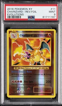 2016 POKEMON XY EVOLUTIONS #11 CHARIZARD-REVERSE FOIL PSA 9 - Image 1