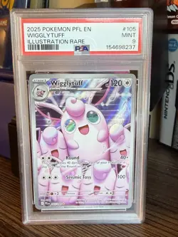 2025 POKEMON PFL EN-PHANTASMAL FLAMES ILLUSTRATION RARE #105 WIGGLYTUFF PSA 9 - Image 1