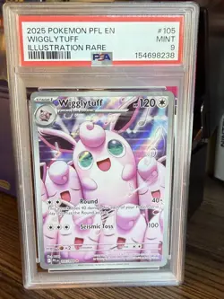 2025 POKEMON PFL EN-PHANTASMAL FLAMES ILLUSTRATION RARE #105 WIGGLYTUFF PSA 9 - Image 3