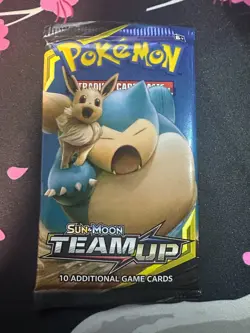 Pokemon Team Up Booster Pack Eevee & Snorlax Pack Art from pikachu blister - Image 1