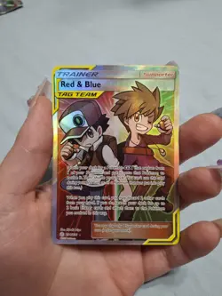 Pokemon TCG Trainer Red & Blue Tag Team Supporter Card - Image 1