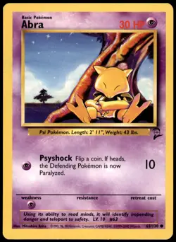 Abra 65/130 Common Base Set 2 Pokemon Lightly Played - Image 1