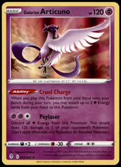 Galarian Articuno 063/203 Holo Rare Evolving Skies Pokemon Holo Lightly Played - Image 1