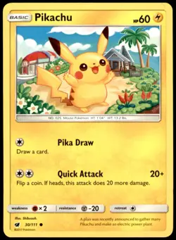 Pikachu 30/111 Common Crimson Invasion Pokemon Near Mint - Image 1