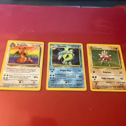 Set Of 3 1999 Pokemon Base Sets , Gyarados Holo, Dragonite Non Holo, & SP Hitmon - Image 1