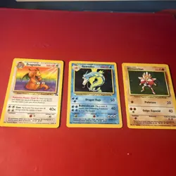 Set Of 3 1999 Pokemon Base Sets , Gyarados Holo, Dragonite Non Holo, & SP Hitmon - Image 2