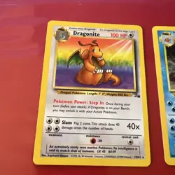 Set Of 3 1999 Pokemon Base Sets , Gyarados Holo, Dragonite Non Holo, & SP Hitmon - Image 5