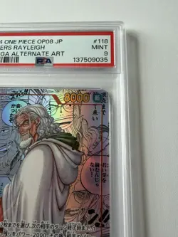 One Piece CCG Silvers Rayleigh Manga Alternate Art Japanese PSA 9 - OP08-118 SEC - Image 3