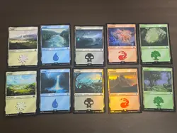 MTG Basic land (Foil) English Lord of the Rings NM 10 Card Land Set - Image 1