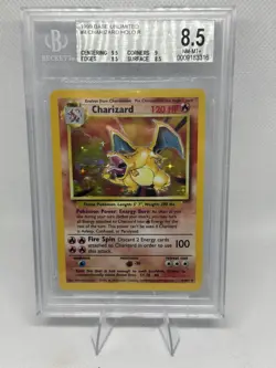 1999 Pokemon Base Set Charizard Holo #4 BGS 8.5 - 9.5 Centering 9 Corners - Image 1