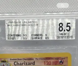 1999 Pokemon Base Set Charizard Holo #4 BGS 8.5 - 9.5 Centering 9 Corners - Image 2