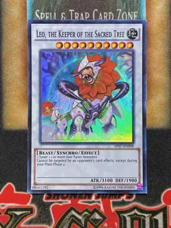 Yugioh Leo, The Keeper of the Sacred Tree AP07-EN008 Super Rare MP - Image 1