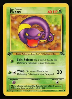 Ekans 46/62 Common 1st Edition Fossil Pokemon Card - Image 1