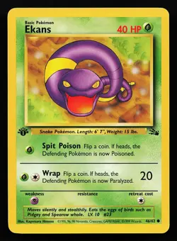 Ekans 46/62 Common 1st Edition Fossil Pokemon Card - Image 1