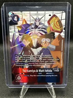 Tai Kamiya & Matt Ishida Alternative Art BT17-081 R Digimon Card Game English LP - Image 1