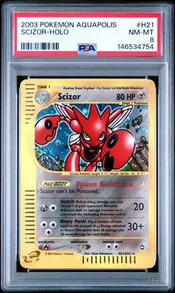 Scizor #H21 Holo Rare 2003 Pokemon Aquapolis PSA 8 - Image 1