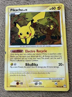 2007 Pokemon TCG DP Mysterious Treasures Pikachu HP60 Common non-holo 94/123 MP - Image 1
