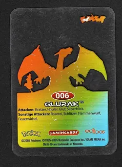 Pokemon - 2005 - Lamincards - Edibas - 006 Glurak - Deutsch - Image 2
