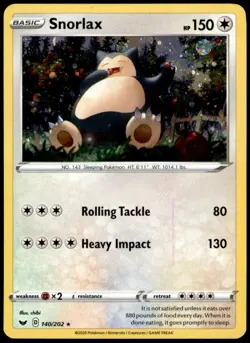 Snorlax (Cosmos Holo) 140/202 Holo Promo Blister Exclusives Pokemon Near Mint - Image 1