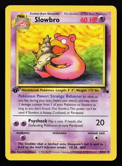 Slowbro 43/62 Uncommon 1st Edition Fossil Pokemon Card - Image 1
