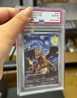 Custom Charizard with The Starry Night PSA 10 Graded Van Gogh Pokemon Card - Image 1