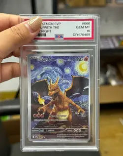 Custom Charizard with The Starry Night PSA 10 Graded Van Gogh Pokemon Card - Image 3