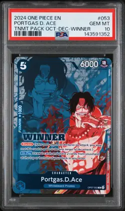 2024 ONE PIECE TOURNAMENT PACK OCTOBER-DECEMBER WINNER PORTGAS D. ACE PSA 10 - Image 1