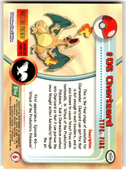 Charizard #6 Topps Trading Cards Series 1 Green Label Pokemon Near Mint - Image 2