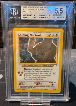 2002 Pokemon Card Neo Destiny 110 Shining Noctowl BGS 5.5 EX+ WOTC TCG - Image 1