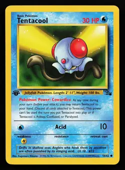 Tentacool 56/62 Common 1st Edition Fossil Pokemon Card - Image 1