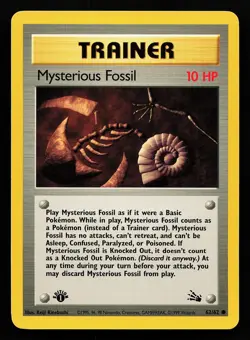 Mysterious Fossil 62/62 Common 1st Edition Fossil Pokemon Card - Image 1