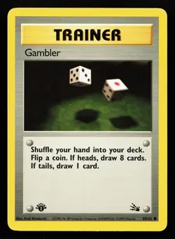 Gambler 60/62 Common 1st Edition Fossil Pokemon Card - Image 1