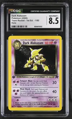 CGC 8.5 Dark Alakazam Team Rocket 1st Edition 1/82 Holo Pokemon Card - Image 1
