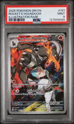 2025 POKEMON DRI EN-DESTINED RIVALS #191 TEAM ROCKET'S HOUNDOOM PSA 9 - Image 1