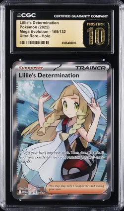 2025 POKEMON MEGA EVOLUTION #169 LILLIE'S DETERMINATION CGC 10 PRISTINE - Image 1