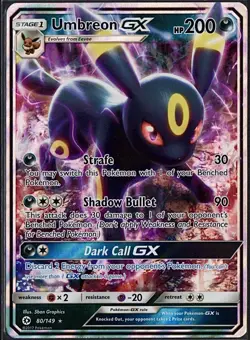NM/NM- Umbreon GX Pokemon Card | Full Art Ultra Rare Holo | S&M Base Set 80/149 - Image 1
