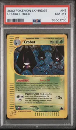 Pokemon TCG Skyridge Crobat Holo Rare H5/H32 PSA 8 2003 Age 6+ - Image 1