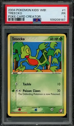 Pokemon Card Treecko 1/5 Kids' WB Poke Card Creator Contest PSA 1 PR - Image 1