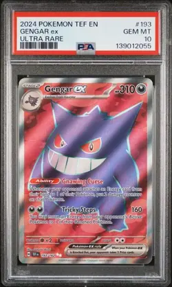 PSA 10 GENGAR EX 193 TEMPORAL FORCES ULTRA RARE SCARLET & VIOLET POKEMON - Image 1