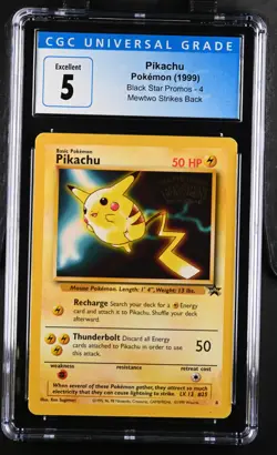 Pikachu 4 Mewtwo Strikes Back Black Star Promos Pokemon CGC 5 Excellent - Image 1
