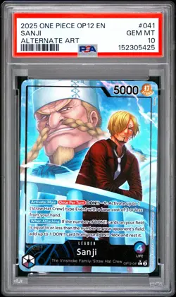 One Piece OP12 Sanji Alternate Art OP12-041 PSA 10 Gem Mint - Image 1