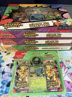 Pokemon Ascended Heroes Lot [2 Pin Collection/Ex Box/2pk Blister] - Image 1