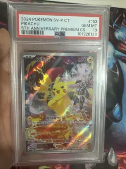 PIKACHU 5TH ANN. PREMIUM CS POKEMON TRADITIONAL CHINESE SV-P PRM 2024 153 PSA 10 - Image 1