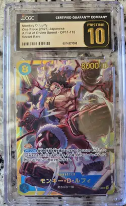 One Piece CGC Pristine 10 Monkey D. Luffy OP11-118 SEC CGC Pristine 10 JP - Image 1
