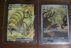 Lot Of 2 Pokemon Cards 151 Ninetales Ex And Omanyte Full Art - Image 1