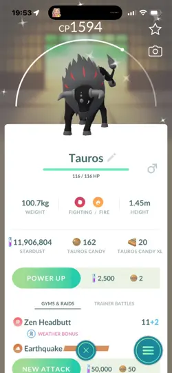 Pokemon Go Shiny Tauros ( Blaze ) - Image 1