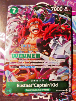 One Piece Card Game Carte Holo Eusstas Captain Kid ST02-013 SR WINNER En English - Image 1